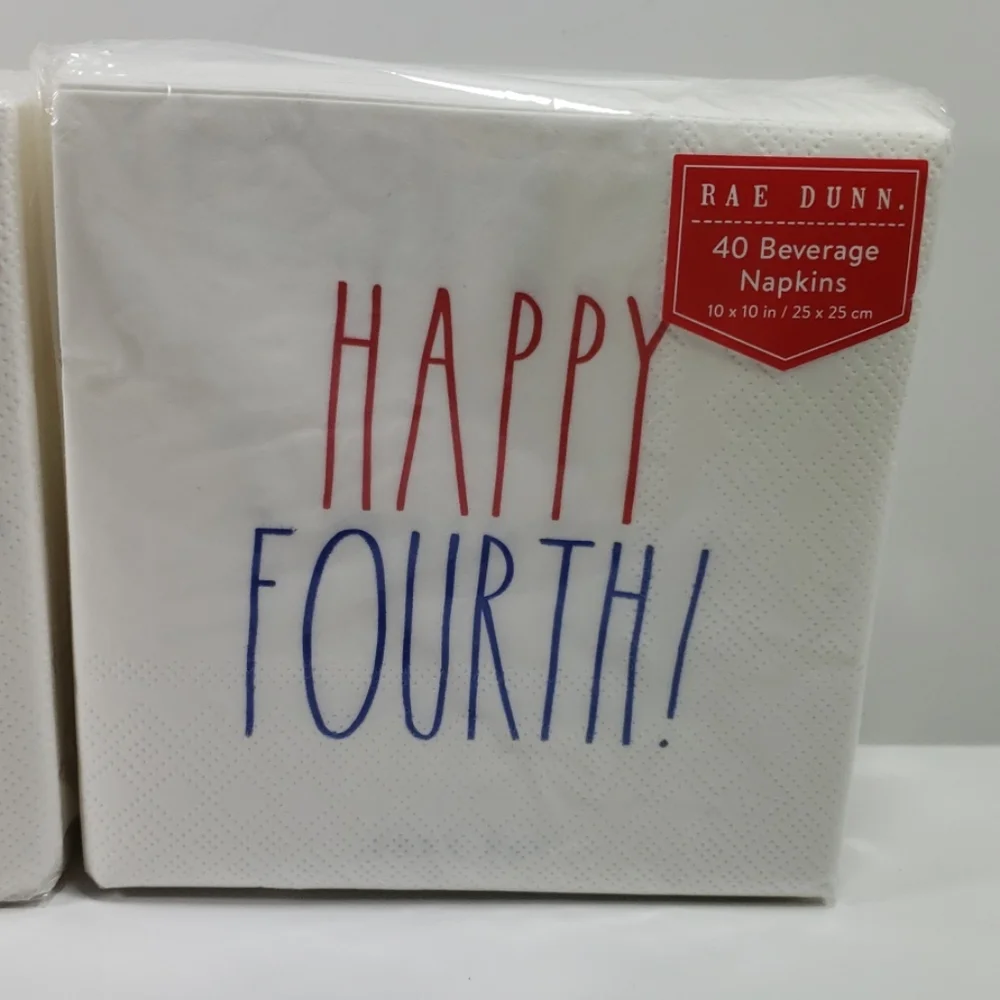 Rae Dunn Happy Fourth Beverage Napkins (2 sets)